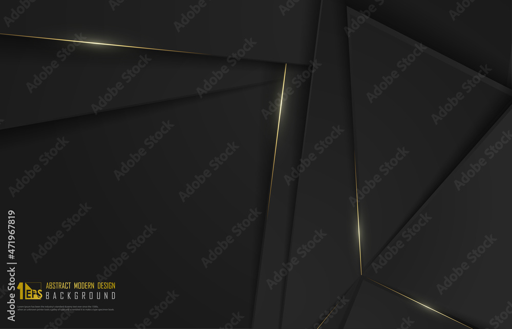 Poster abstract gradient black paper cut design template overlapping with gold glitters artwork decorative 