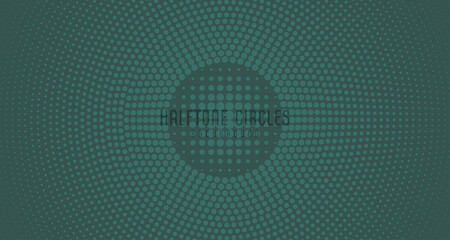 Abstract green retro design with halftone decorative geometric in circle pattern template. Copy space in center for editing text box background. Illustration vector