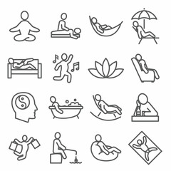 Relax line icons set on white background