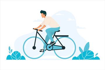 Person riding on bikecycle line art vector design on white