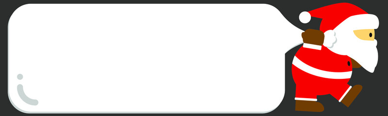 サンタクロースの袋がメッセージスペースになった黒色のバナー背景