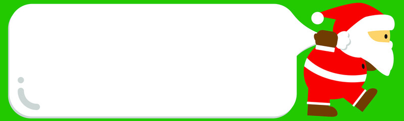 サンタクロースの袋がメッセージスペースになった緑色のバナー背景