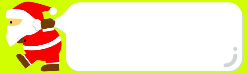 サンタクロースの袋がメッセージスペースになった黄色のバナー背景