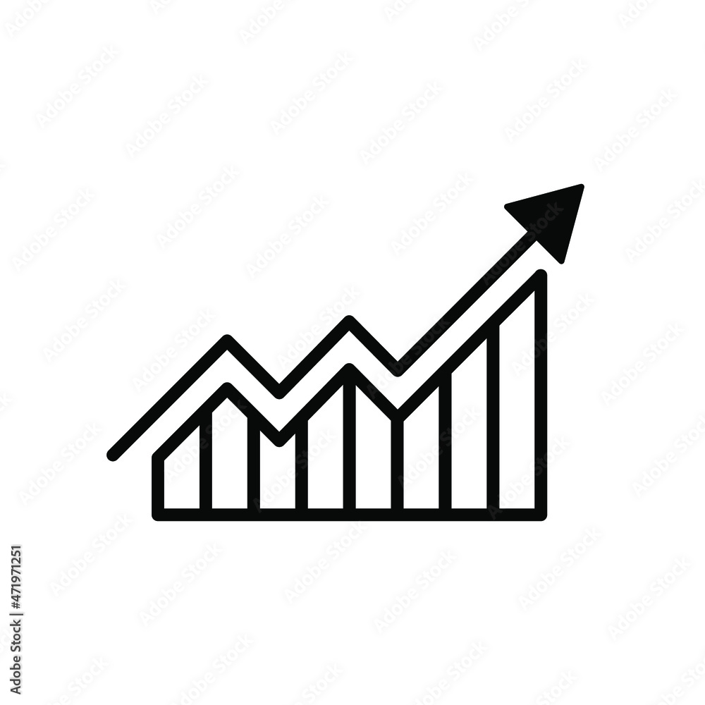 Poster graph bar icon. abstract financial chart with uptrend line graph. linear graph icon. vector illustra