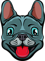 Black and white hand drawn face of puppy . Mascot illustration. Dog tattoo art