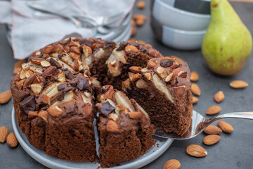 sweet home made chocolate almond cake