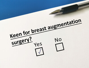 Fototapeta premium Questionnaire about surgery