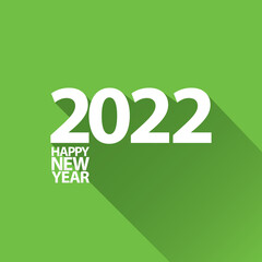2022 Happy new year creative design background or greeting card with text. vectorr 2022 new year numbers isolated on green background