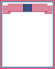 American frame with flag symbols stars red blue patriotic ribbon border with space for text.	
