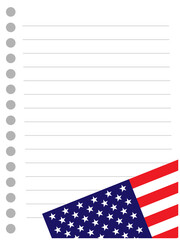 American flag symbols patriotic background frame border corner with empty space for your text.	
