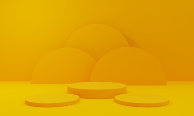 Empty Yellow 3d podium for product display showcase. Best for product presentation. Minimalistic 3d Render