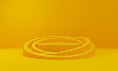 Obraz premium Empty Yellow 3d podium for product display showcase. Best for product presentation. Minimalistic 3d Render