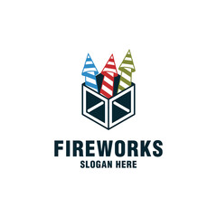 Rocket fireworks logo suitable for new year, fireworks factory or celebration