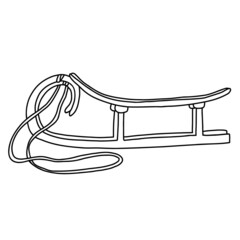 Sleigh vector hand drawn doodle sketch illustration isolated on white.  Black outline.