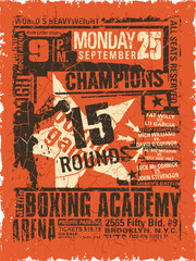 boxing academy match vintage poster vector print for boy t shirt 