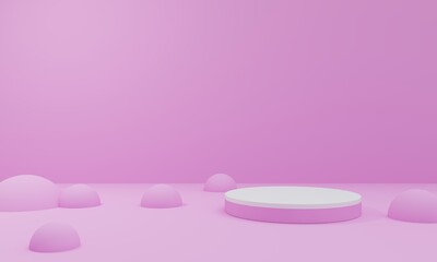 Empty Pink 3d podium for cosmetic product display showcase. Best for cosmetic product presentation. Minimalistic 3d Render