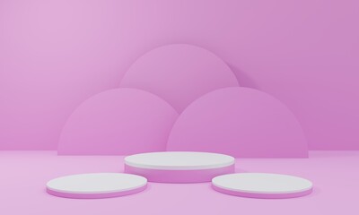 Empty Pink 3d podium for cosmetic product display showcase. Best for cosmetic product presentation. Minimalistic 3d Render