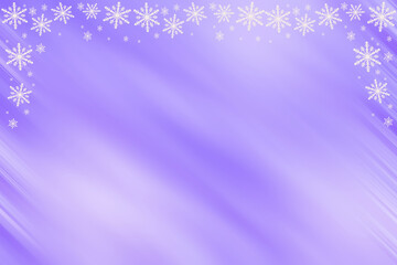 Fototapeta na wymiar Winter violet saturated bright gradient background with diagonal slanted waves and white snowflakes on the top and sides. The card for congratulation, invitation, message for Christmas, New Year.
