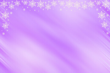 Winter iolet purple saturated bright gradient background with diagonal slanted waves and white snowflakes on the top and sides.  The card for congratulation, invitation, party, message for Christmas.