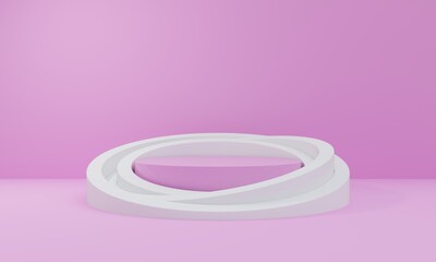 Empty Pink 3d podium for cosmetic product display showcase. Best for cosmetic product presentation. Minimalistic 3d Render