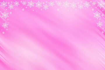 Winter magenta crimson lilac rose pink saturated bright gradient background with diagonal slanted waves and snowflakes on the top and side. The card for congratulation, invitation, party, message.