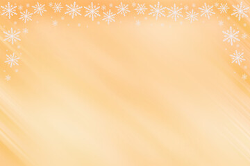 Winter orange beige saturated bright gradient background with diagonal slanted waves and white snowflakes on the top and. The wonderful congratulation, invitation, message for Christmas, New Year.