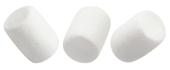Set of delicious marshmallows close-up, isolated on white background