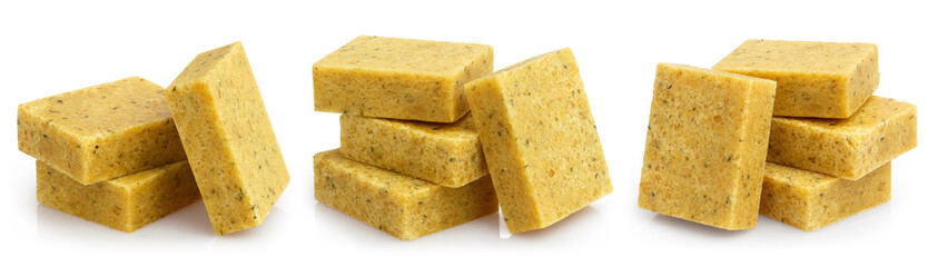 Bouillon cubes set, isolated on white background