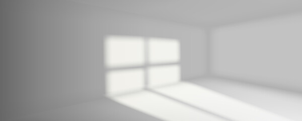 Naklejka na ściany i meble 3D Empty Room With Light From Window Interior