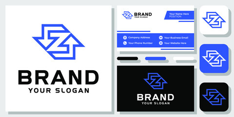 Initial Letter Z Arrow Recycle Monogram Geometric Modern Logo Design with Business Card Template