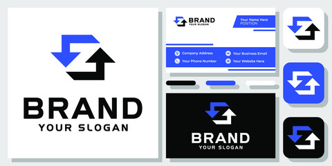Initial Letter Z Arrow Recycle Monogram Geometric Modern Logo Design with Business Card Template
