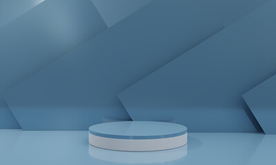 Empty Blue 3d podium for cosmetic product display showcase. Best for any product presentation. Minimalistic 3d Render