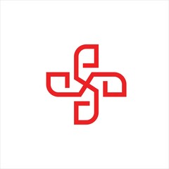 INITIAL S LOGO VECTOR TEMPLATE LINE PLUS