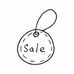 
vector tag circle with inscription sale doodle