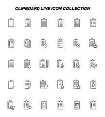Writing board line icon set. Collection of editable strokes for web sites, applications, advertisements. Line icons of various clipboards for education, university, work and business