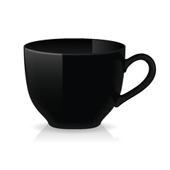 Empty ceramic black cup for tea or coffee isolated on a white background