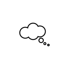Sing and symbols concept. Single line icon for internet pages, apps, sites, banners, flyers. Line icon of speech bubble in form of cloud with tag in form of circles