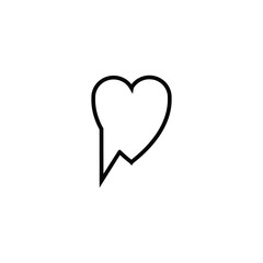 Sing and symbols concept. Single line icon for internet pages, apps, sites, banners, flyers. Line icon of speech bubble in form of heart