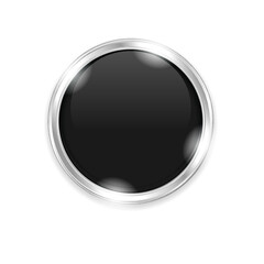 Black glass 3d button isolated on a white background