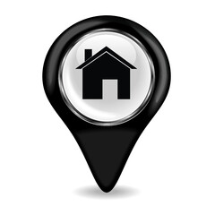 Black house pin isolated on a white background