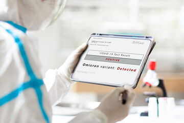 Omicron variant of covid 19. Coronavirus test.