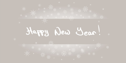 Merry Christmas. Happy New Year. The inscription with delicate openwork snowflakes. Christmas background, snow, banner design, postcards.