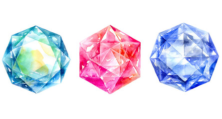 Watercolor gemstones