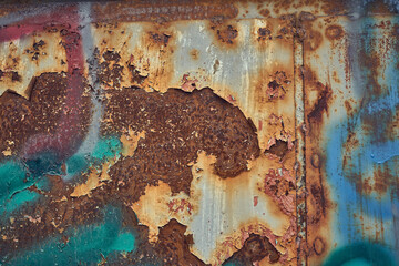 Colorful ructic metal texture, distressed surface