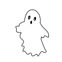 A white ghost with eyes and mouth