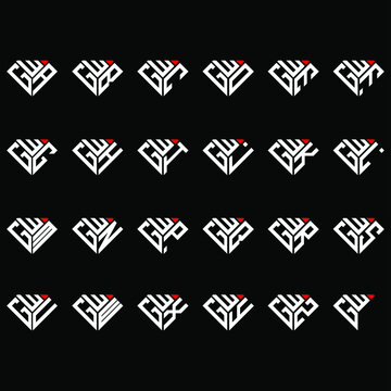 GWA to GWZ letter logo creative design, Multiple triple letter logo design