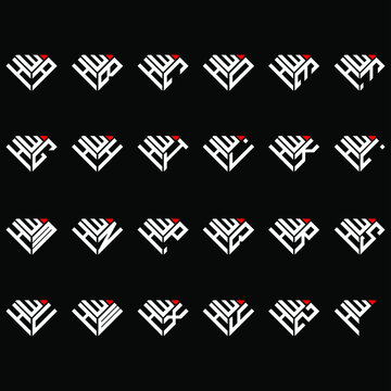 HWA to HWZ letter logo creative design, Multiple triple letter logo design