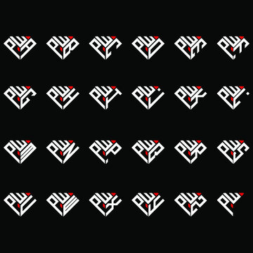 PWA to PWZ letter logo creative design, Multiple triple letter logo design