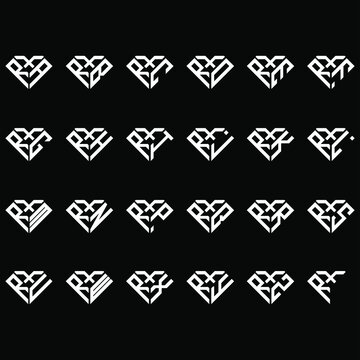 RXA to RXZ letter logo creative design, Multiple triple letter logo design