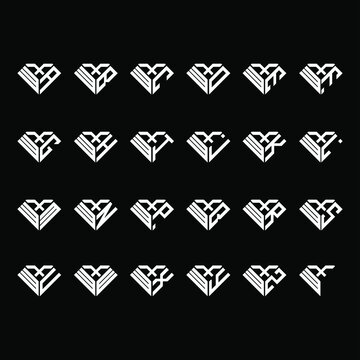 WXA to WXZ letter logo creative design, Multiple triple letter logo design
